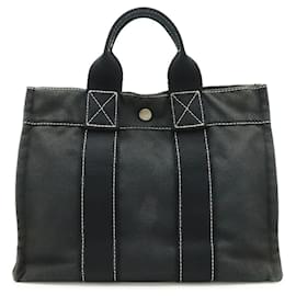 Hermès-Sac fourre-tout en toile Deauville d'Hermès-Noir