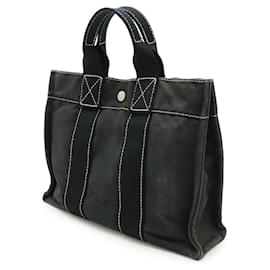 Hermès-Sac fourre-tout en toile Deauville d'Hermès-Noir