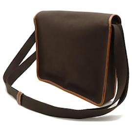 Hermès-Hermes Buenaventura PM Toile Officier Leather Shoulder Bag-Brown