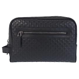 Gucci-Gucci Microguccissima Leather Clutch Bag-Black