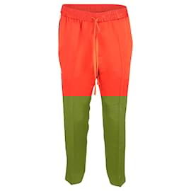 Gucci- Gucci Web Drawstring Track Pants in Orange Polyester-Orange