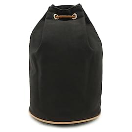 Hermès-Sac à bandoulière Hermes Polochon Mimil PM en toile et cuir-Noir