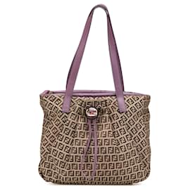 Fendi-Fendi Brown Zucchino Canvas Tote-Brown,Other