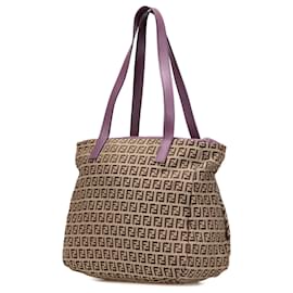Fendi-Fendi Brown Zucchino Canvas Tote-Brown,Other