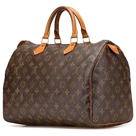 Louis Vuitton-Louis Vuitton Brown Monogram Speedy 35-Brown