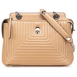 Bolsa de ombro DotCom Click em cordeiro marrom Fendi Marrom Caramelo