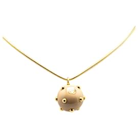 Chanel-Chanel Gold Gold Plated Resin Ball Pendant Necklace-Golden