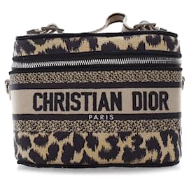 Dior-Dior Brown Mizza Small Embroidered Canvas Diortravel Leopard Vanity Case-Brown