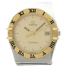 Omega-OMEGA Constellation 18K Gold Steel Quartz Wristwatch-Other