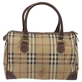 Autre Marque-Burberrys Nova Check Hand Bag PVC Beige Auth 122817-Beige
