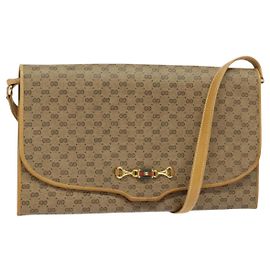 Gucci Borsa a spalla Micro GG Supreme PVC Beige Oro Auth BA1958 Beige D'oro