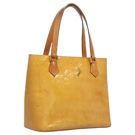 LOUIS VUITTON Sac à main Monogram Vernis Houston Beige M91004 LV Auth 120738 Beige