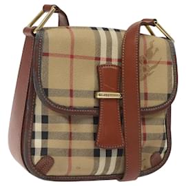 Autre Marque-Burberrys Nova Check Shoulder Bag PVC Beige Gold Auth 118143-Beige,Golden