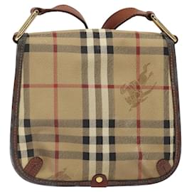 Autre Marque-Burberrys Nova Check Shoulder Bag PVC Beige Gold Auth 118143-Beige,Golden