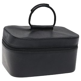 GUCCI Vanity Pouch Leder Schwarz Silber Auth 121646 Schwarz Silber