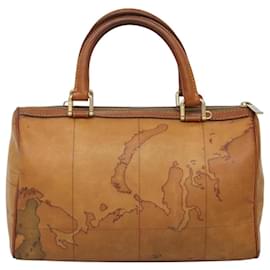 Autre Marque-PRIMA CLASSE Hand Bag Leather PVC Brown Gold Auth gh134-Brown,Golden