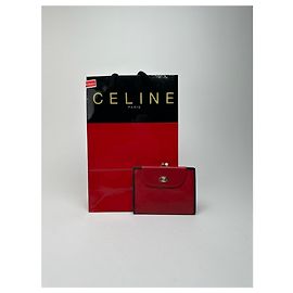 Céline Vintage Celine Paris Monogram Leder Geldbörse rot Rot