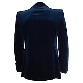 Gucci-Gucci, Single breasted blazer in blue navy velour-Blue