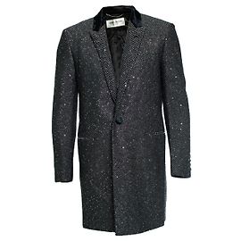 Saint Laurent, Long glitter sequins blazer jacket Black Silvery Golden