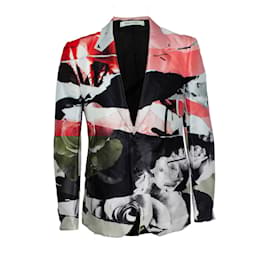Alexander Mcqueen-Alexander McQueen, Rose printed blazer-Black,Pink,White