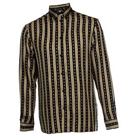 Camicia Versace con stampa greca nera e dorata Nero D'oro