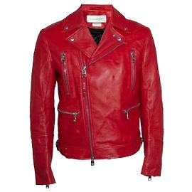 Rote Lederbikerjacke Alexander McQueen Rot