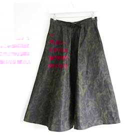 Dior-Christian Dior Fall 2021 Blurred Rose Taffeta Midi Skirt-Dark red
