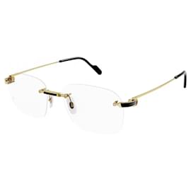 Cartier-Cartier prescription glasses line Exception model 0343O, color variant 001 gold smooth finish with gold color temples-Golden
