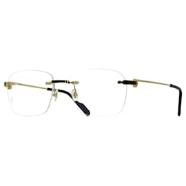 Cartier-Óculos de prescrição Cartier linha Exception modelo 0343O, variante de cor 001 ouro acabamento liso com hastes de cor ouro-Dourado