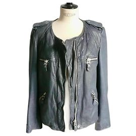ISABEL MARANT ETOILE Wunderschöne lavendelblaue Lederjacke Größe 40 Blau