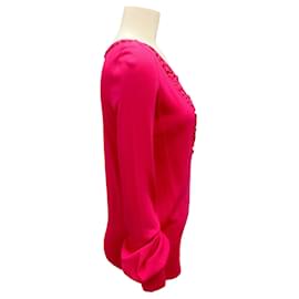 Escada-Escada Hot Pink Beaded Knit Cardigan-Pink