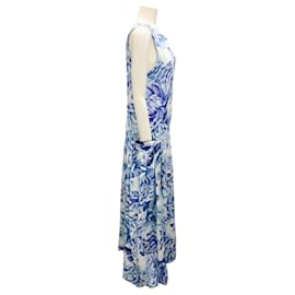 Autre Marque-Kika Vargas Blue Peony Cotton Poplin Sania Long Dress-Blue