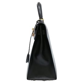 Hermès-Sac à main Hermes Kelly 32 en cuir noir-Noir