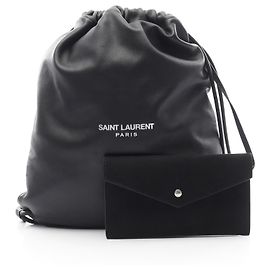 Yves Saint Laurent Saint Laurent Paris Teddy Leather Backpack Black