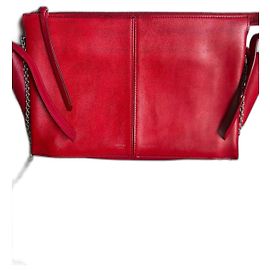 Clutch de cuero Tri-Fold de Céline Roja