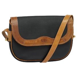 Borsa a spalla Christian Dior in pelle nera e oro Auth BA2030 Nero D'oro