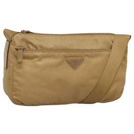 PRADA Borsa a Spalla Nylon Beige Argento Auth 123907 Argento Beige