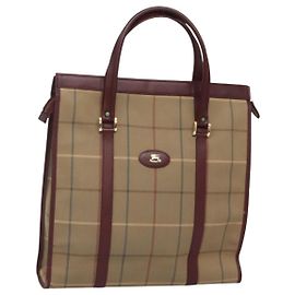 Autre Marque Burberrys Nova Check Tote Bag Canvas Beige Gold Auth sw663 Beige Golden