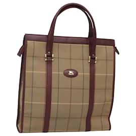 Autre Marque-Burberrys Nova Check Tote Bag Canvas Beige Gold Auth sw663-Beige,Golden