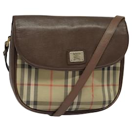 Autre Marque-Burberrys Nova Check Shoulder Bag Canvas Beige Gold Auth 124096-Beige,Golden