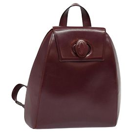 CARTIER Sac à dos Must Line Cuir Bordeaux Or Auth BA1934 Doré Bordeaux