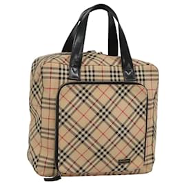 Autre Marque-Burberrys Nova Check Blue Label Hand Bag Canvas Beige Auth bs25432-Beige