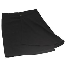 CHANEL Skirt Wool Black CC Auth am8344 Black