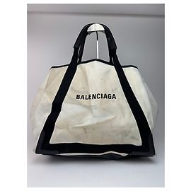 Borsa logo vintage Balenciaga nera e bianca Bianco