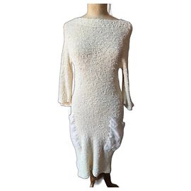 Autre Marque Robe Guy Paulin Collector Eggshell Lin et Coton Blanc cassé