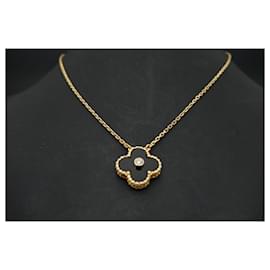 Van Cleef & Arpels-Vintage Alhambra - Holiday Pendant 2023 - Rose gold and obsidian necklace-Gold hardware
