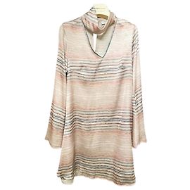 TRUSSARDI dress elegant lightweight patterned with thin stripes new Pink