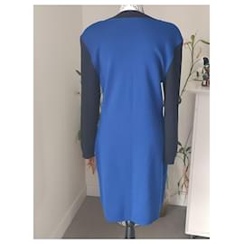 Yves Saint Laurent-YSL wool dress-Black,Blue