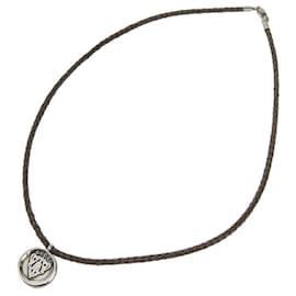 Gucci-Gucci AG925 Leather Pendant Necklace-Silvery,Metallic