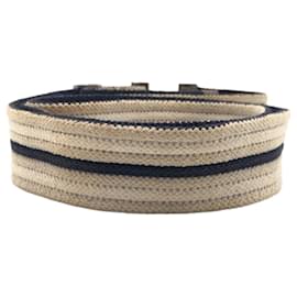 Hermès-Hermes Cotton Belt Beige Navy Unisex-Black
